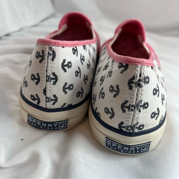 Sperry White and Pink Nautical Anchor Slip-On Shoes - Picture 4 of 7
